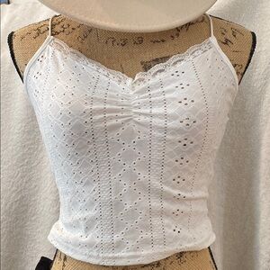 White Lace Trimmed Women's Top